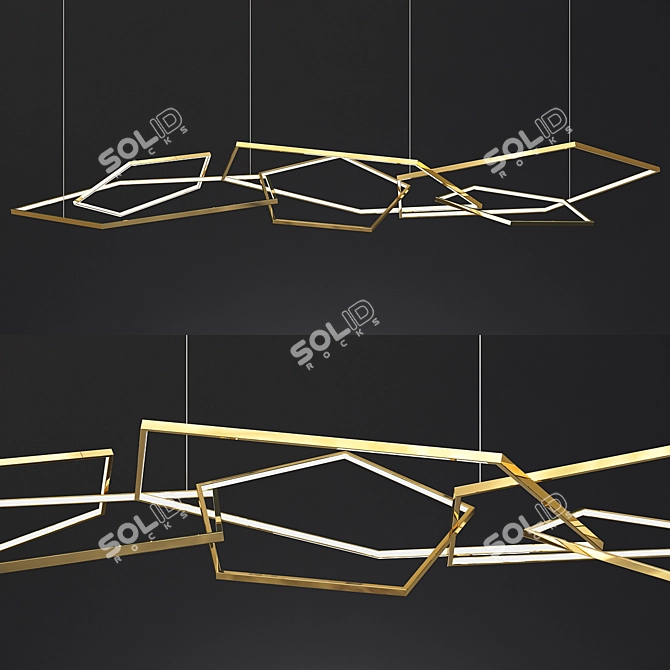 Modern Pentagon Chandelier 3D model image 1