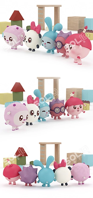 Adorable Malyshariki Characters 3D model image 2
