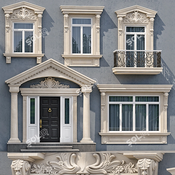 Modern Classic Windows & Doors Kit 3D model image 1