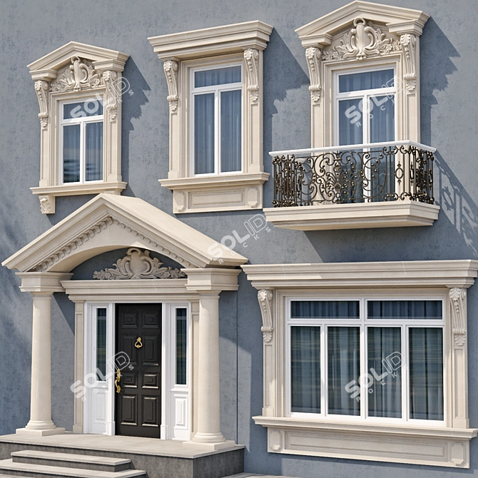 Modern Classic Windows & Doors Kit 3D model image 5