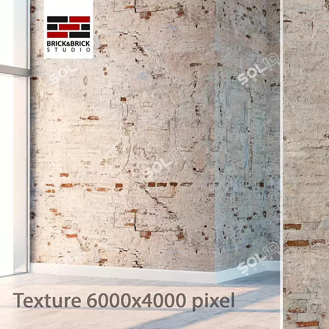 Seamless Brickwork Plaster Texture 3D model image 1