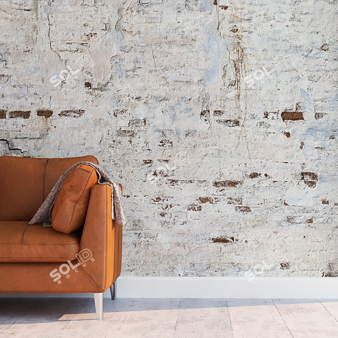 Seamless Brickwork Plaster Texture 3D model image 2