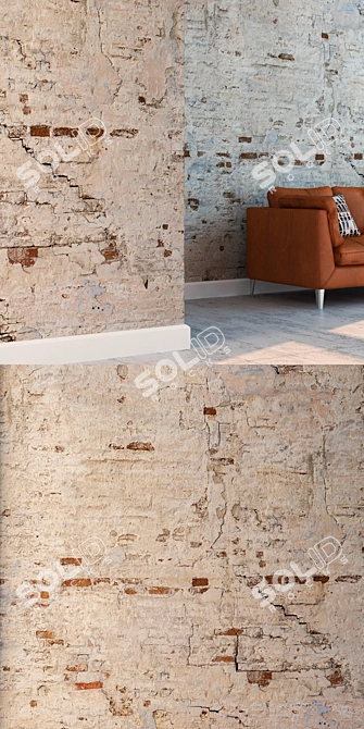 Seamless Brickwork Plaster Texture 3D model image 3