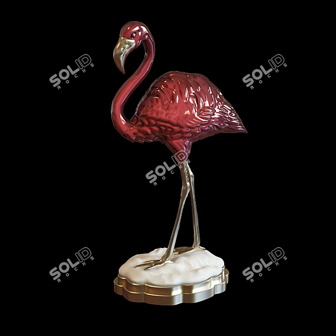 Elegant Pink Flamingo Sculpture 3D model image 1