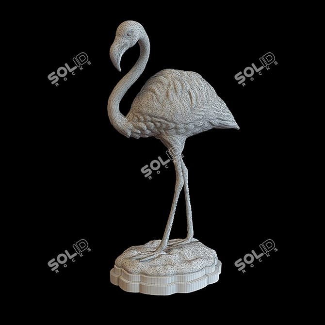 Elegant Pink Flamingo Sculpture 3D model image 2