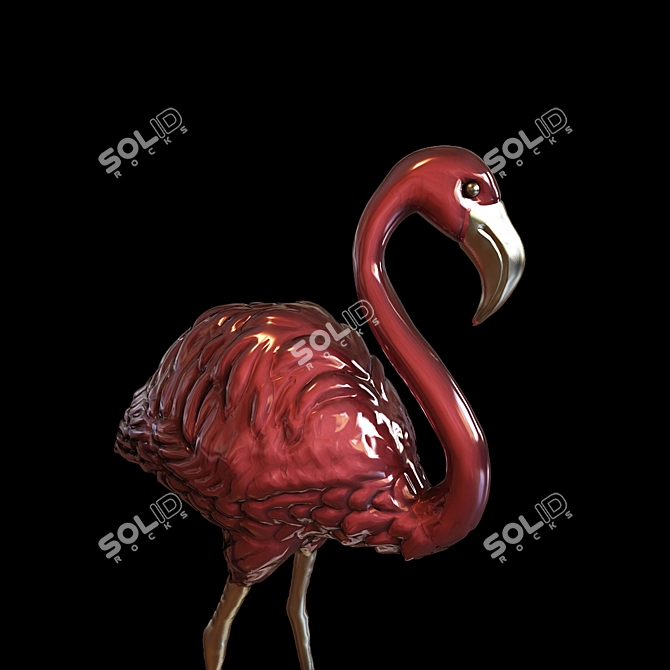 Elegant Pink Flamingo Sculpture 3D model image 3