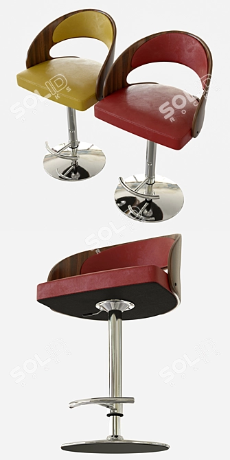 Modern Wooden Bar Stool for Elegant Spaces 3D model image 2