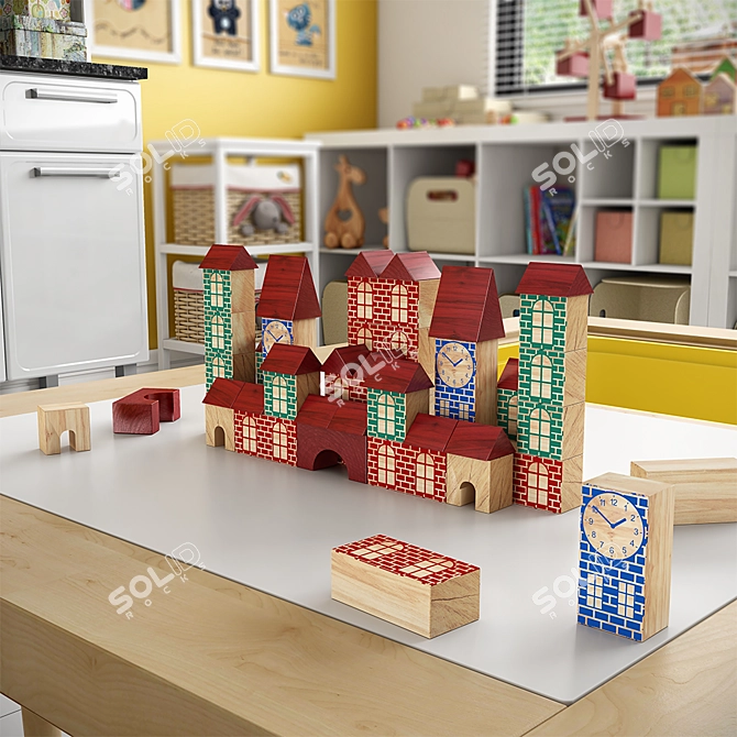 Kid's Table Set with Ikea Chairs & Xalingo Toy 3D model image 3