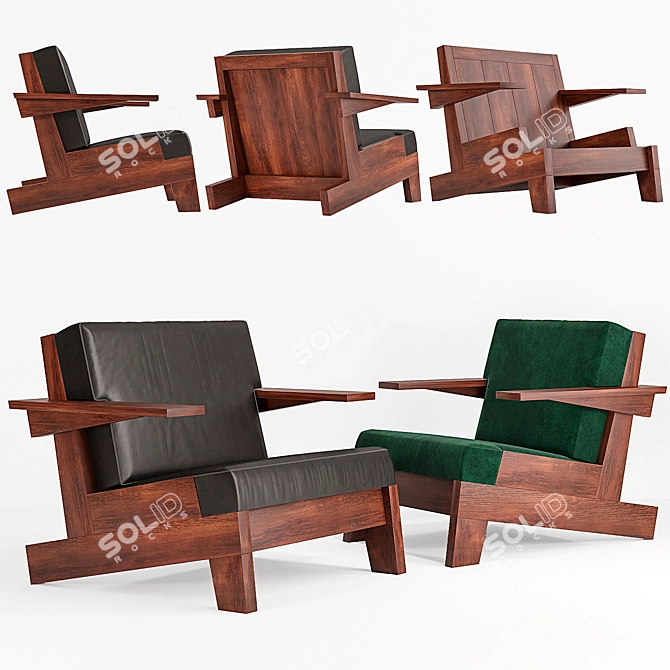 Contemporary Carlos Motta Armchair 3D model image 1