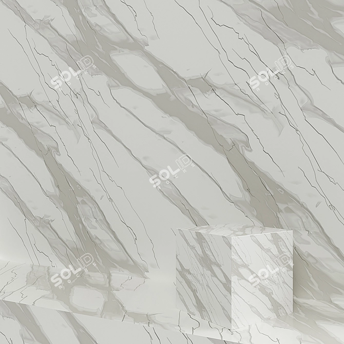 Elegant Calacatta Marble-Effect Plaster 3D model image 1