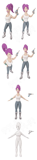 Futurama Leela Action Figures 3D model image 3