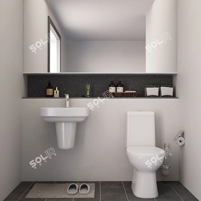 Elegant Bathroom Toilet Set 3D model image 1