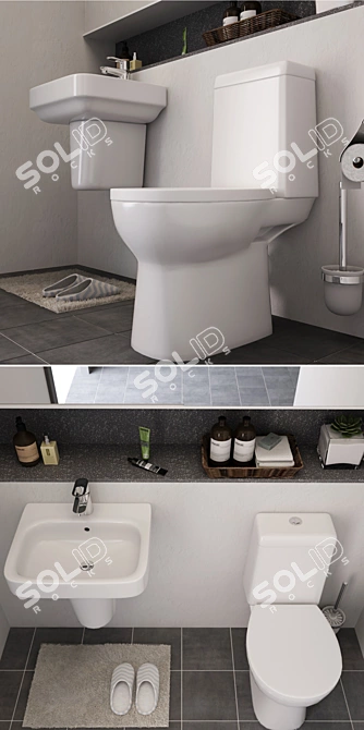 Elegant Bathroom Toilet Set 3D model image 2