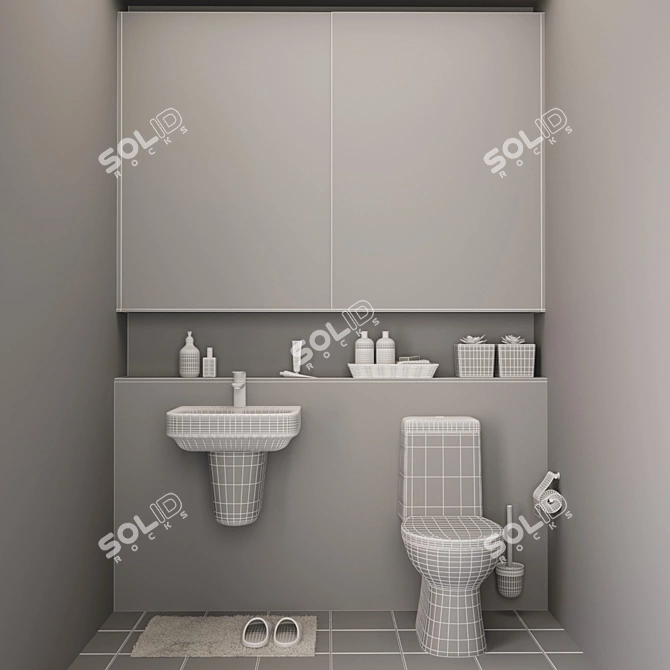 Elegant Bathroom Toilet Set 3D model image 3