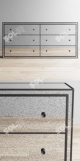 Strand Mirrored 6-Drawer Dresser 3D model image 2