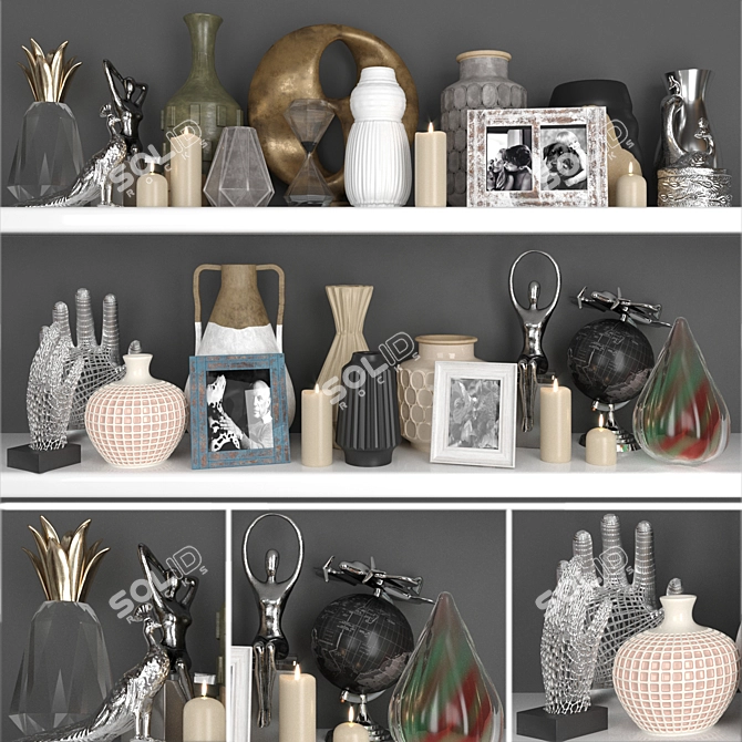 Elegant Decor Set: Sculpture, Figurine, Vase, Crystal 3D model image 1