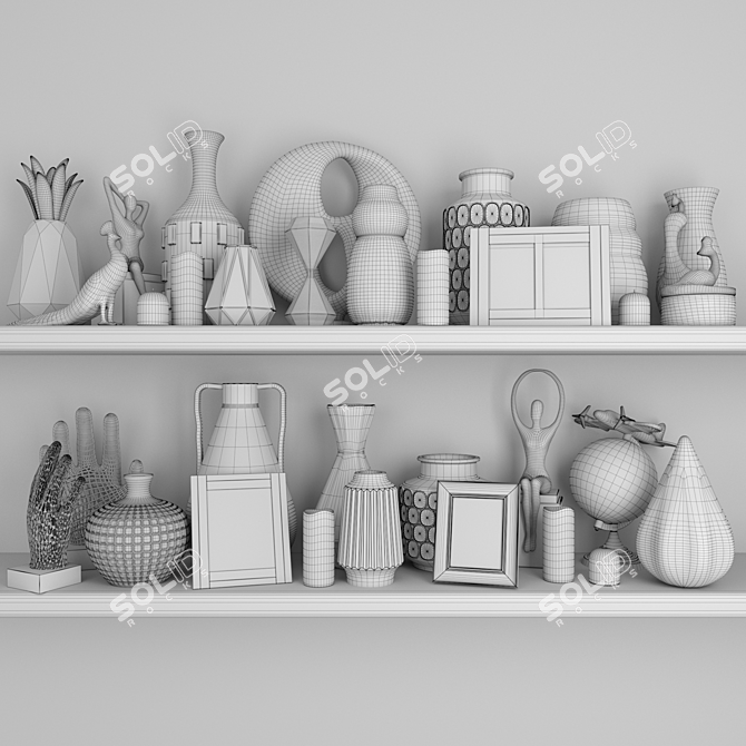 Elegant Decor Set: Sculpture, Figurine, Vase, Crystal 3D model image 2