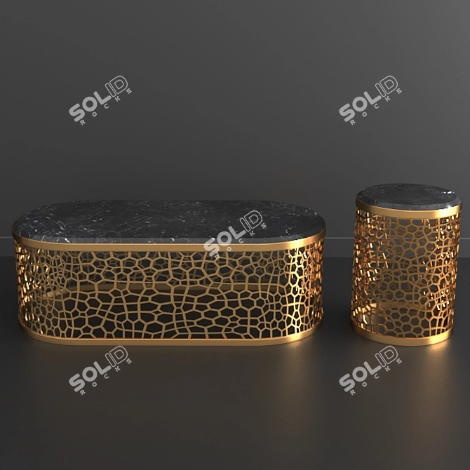 Gilded Table Set with 3D Models 3D model image 1