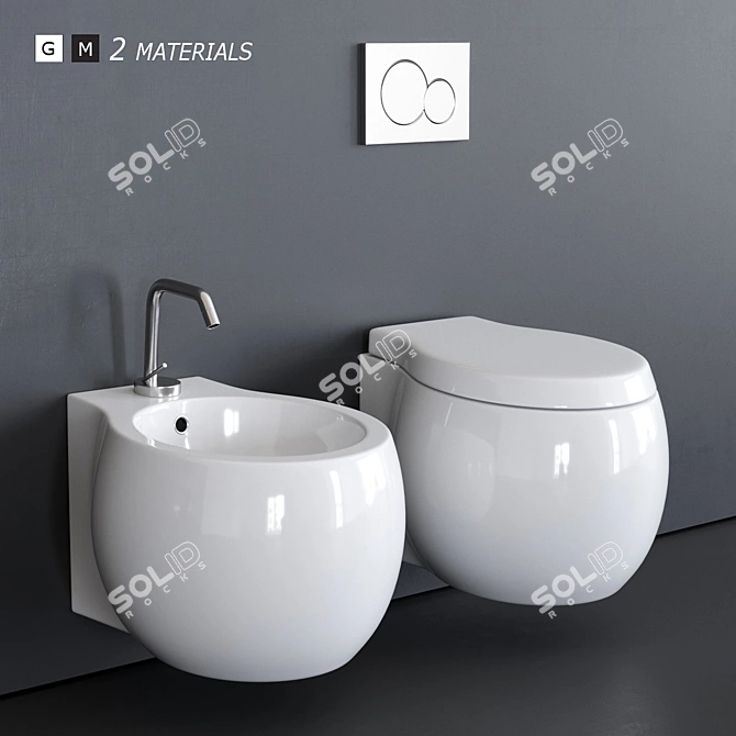 Planet Wall-hung Toilet & Bidet 3D model image 1