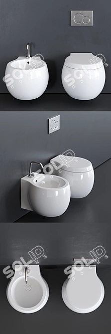 Planet Wall-hung Toilet & Bidet 3D model image 2