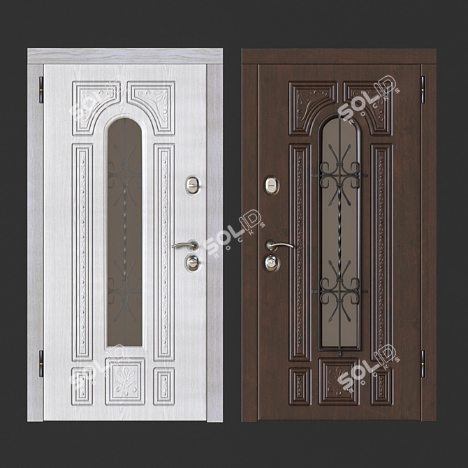  Modern Steel Entrance Door 3D model image 1