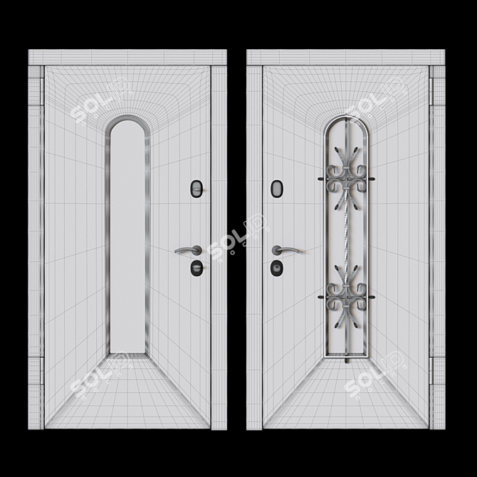  Modern Steel Entrance Door 3D model image 2