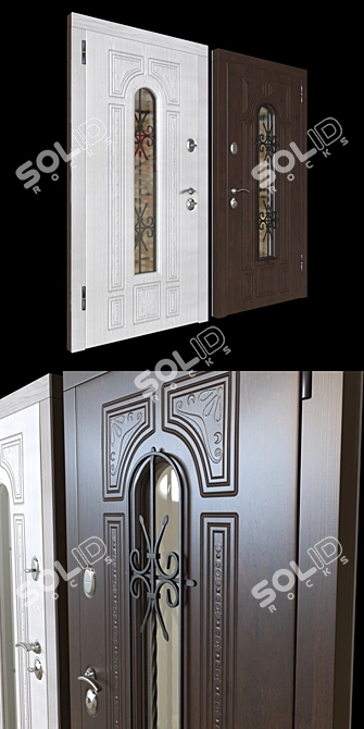  Modern Steel Entrance Door 3D model image 3