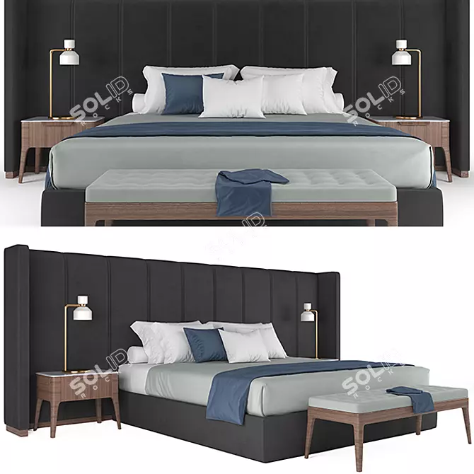 Luxury Porada Bed: Unwrap UVW & High Quality Textures 3D model image 1