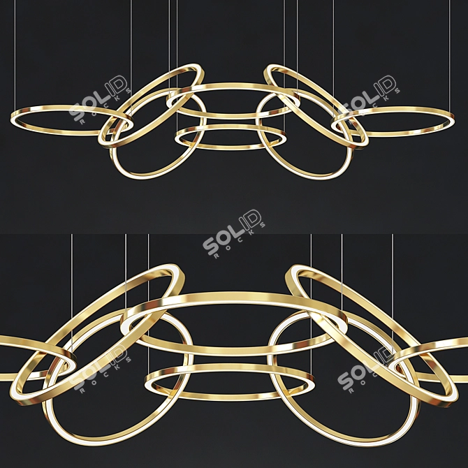 Elegant 8 Ring Chandelier 3D model image 1