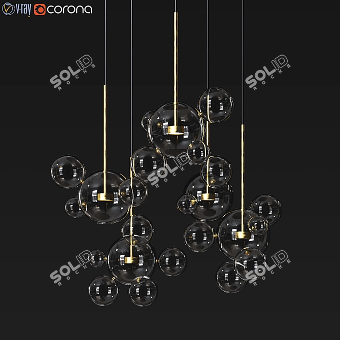 Modern Brass Circular Chandelier 3D model image 1