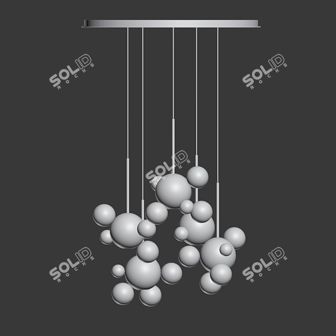 Modern Brass Circular Chandelier 3D model image 2