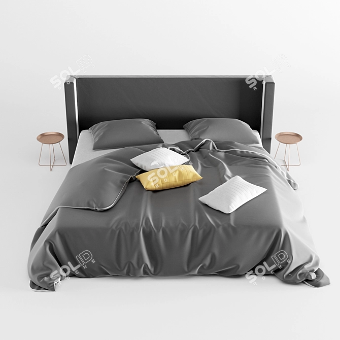 Sleek 3-Piece Bed Set 3D model image 1