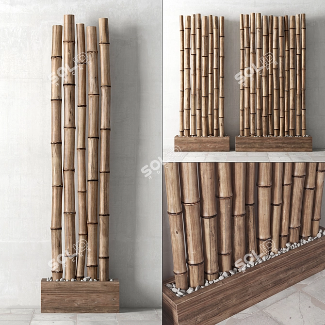 Elegant Bamboo Decor with Stones 3D model image 1