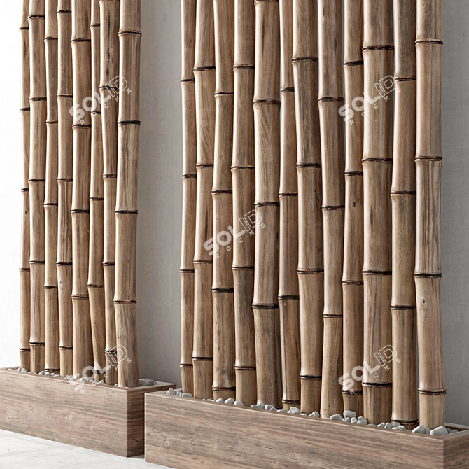 Elegant Bamboo Decor with Stones 3D model image 2