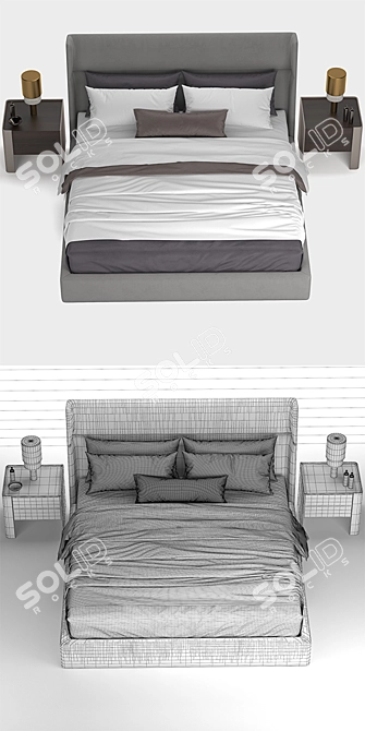 3DMax Bed - UVW Unwrapped 3D model image 2