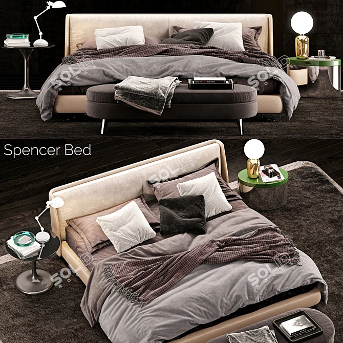 Minotti Spencer Bed - Sleek and Stylish Slumber 3D model image 1