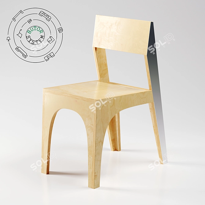 Elegant Birch Plywood Chair 3D model image 1