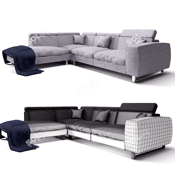 Italian Chic: Stylish Corner Sofa 3D model image 1