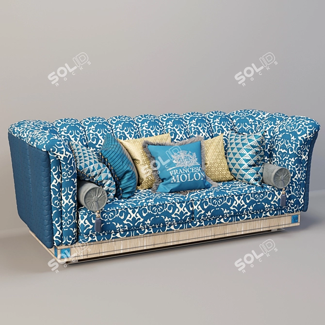 Luxury Pearl and Metal Detailed Sofa - FRANCESCO MOLON 3D model image 1