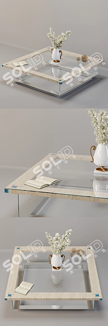 Luxury Pearl and Metal Coffee Table 3D model image 2