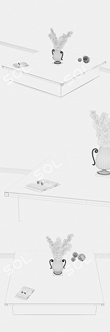 Luxury Pearl and Metal Coffee Table 3D model image 3