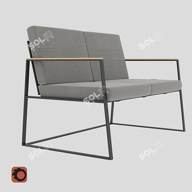 Modern Metal Sofa with Customizable Cushions 3D model image 1