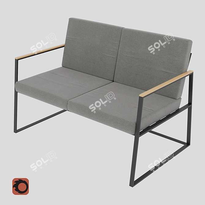 Modern Metal Sofa with Customizable Cushions 3D model image 2