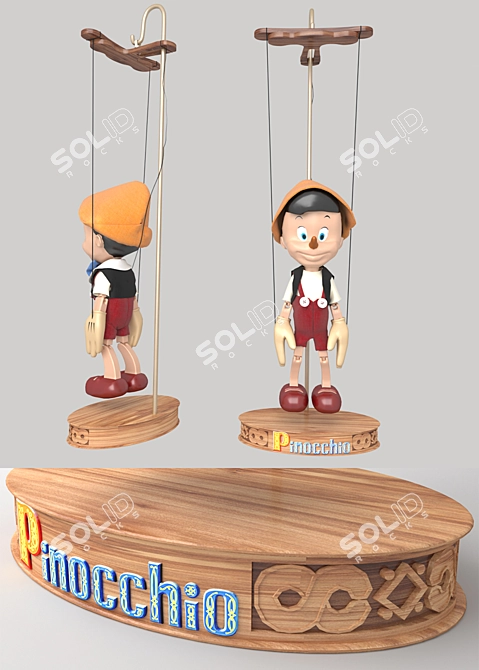 Enchanting Pinocchio Marionette Toy 3D model image 2