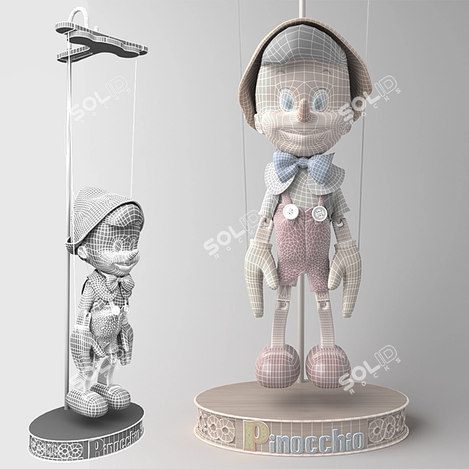Enchanting Pinocchio Marionette Toy 3D model image 3