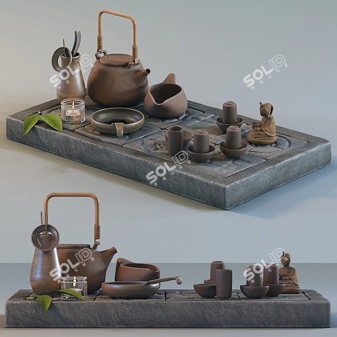 Traditional Tea Ceremony Set 3D model image 1