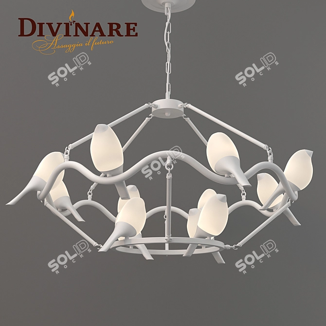 Divinare Tucano 9656Q03: Stunning White Metal & Acrylic Pendant Light 3D model image 2