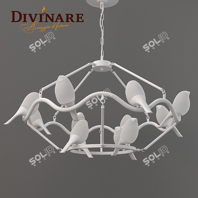 Divinare Tucano 9656Q03: Stunning White Metal & Acrylic Pendant Light 3D model image 3