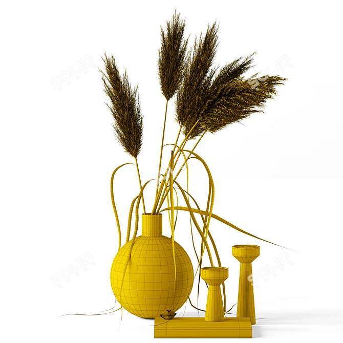 Realistic Pampas Grass Vase 3D model image 3