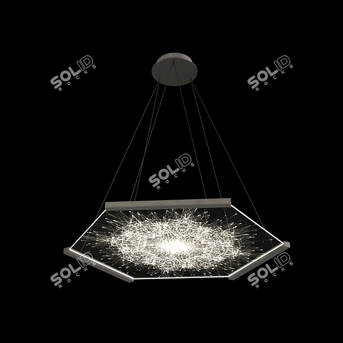 Radiant Patterns: Ultra-Clear Glass Chandelier 3D model image 1